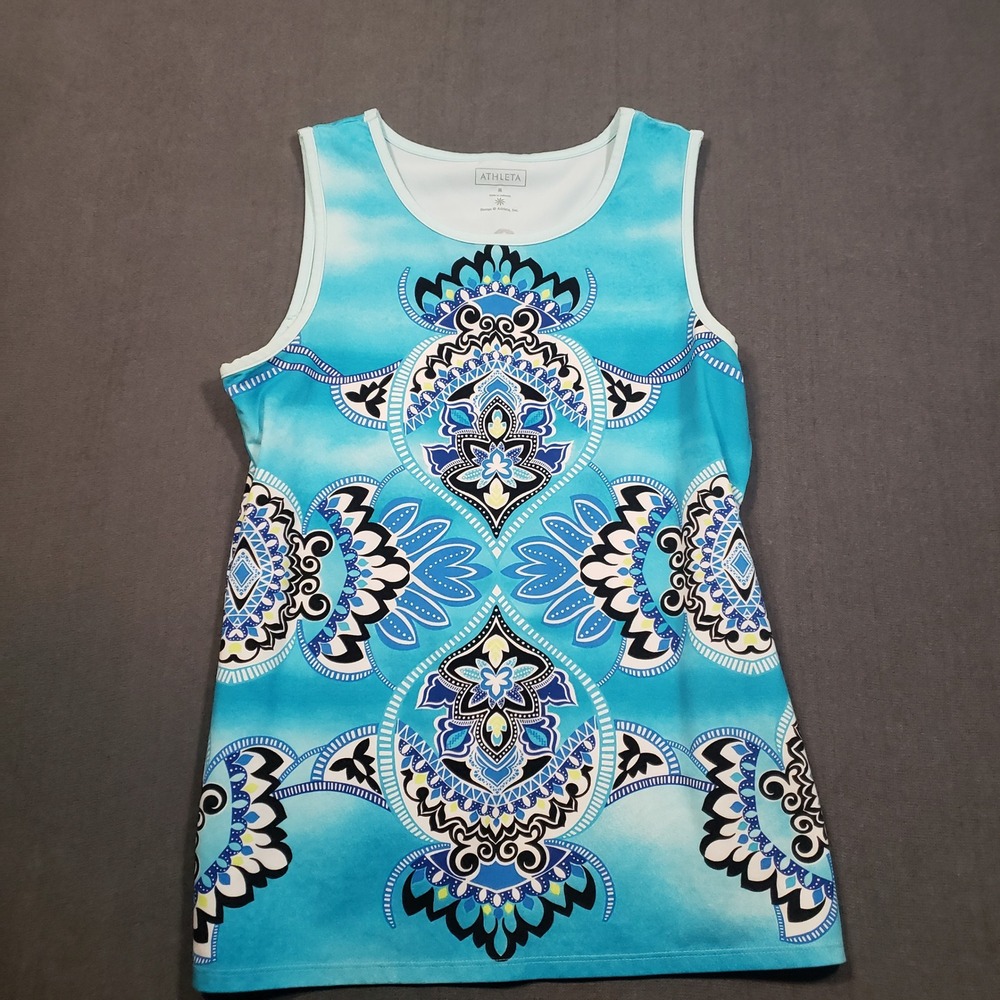 Athleta Tank Top Womens Medium Blue Mandala Geometric Activewear